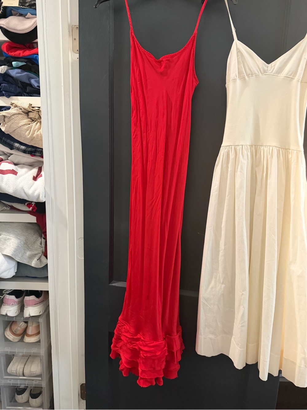 Red Ruffle-Hem Slip Dress - Women